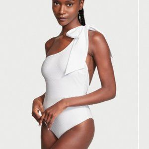 Victoria's Secret Bow One-Shoulder One-Piece Swimsuit - White - Size XS -Worn 1x
